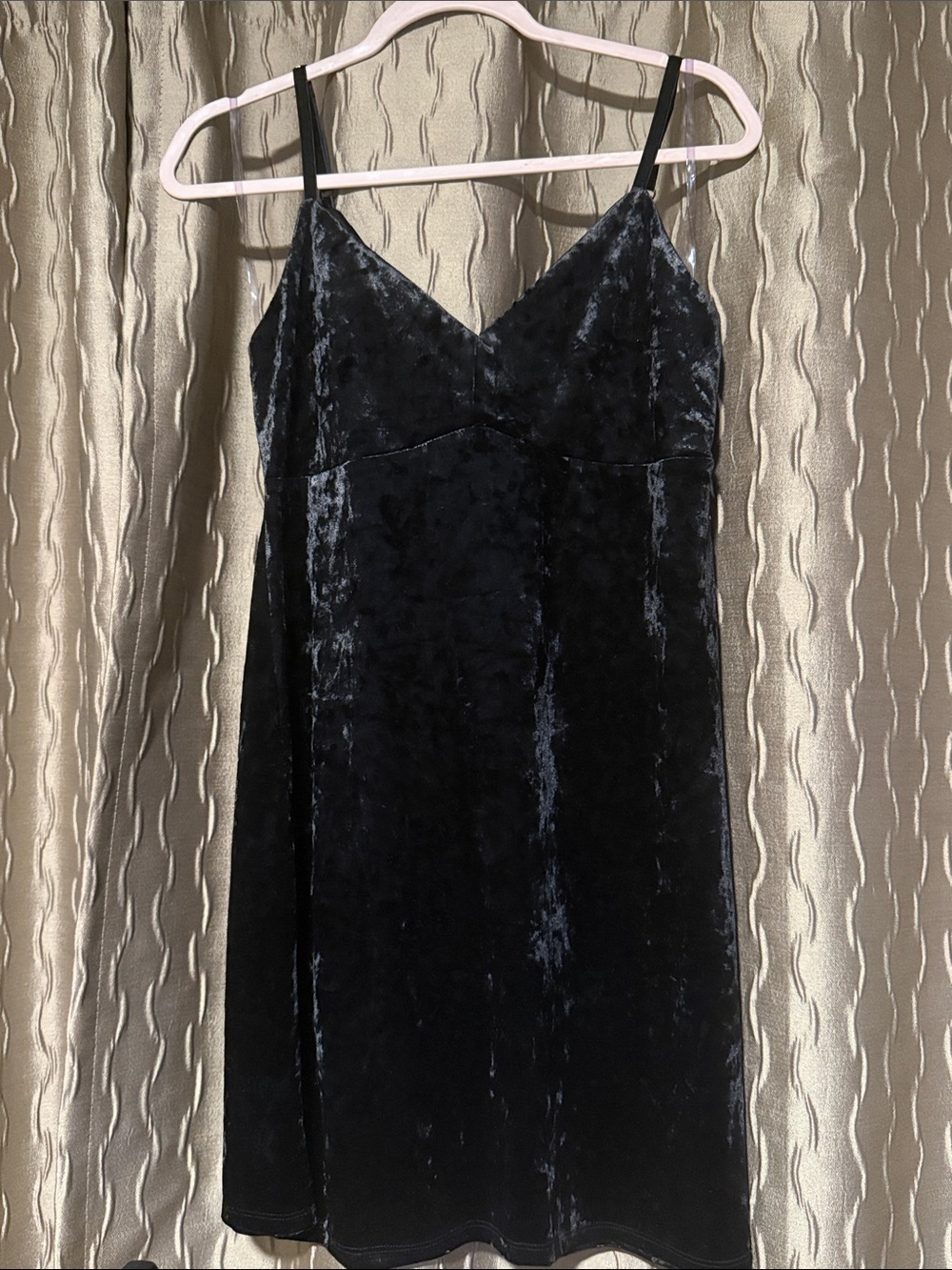 Luxology Black Crushed Velvet Slip Dress